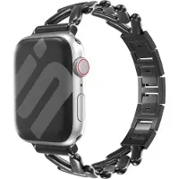 Strap-it Stalen V-type bandje - geschikt voor Apple WatchSeries 1/2/3/4/5/6/7/8/9/10/11/SE/SE2/SE3/Ultra (2) - Uniek staal/metalen bandje voor iWatch maat: 44mm / 45mm / 46mm / 49mm - zwart