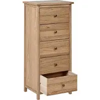 Beliani SALTON - Hoge kast met 5 lades - Lichte houtkleur - Sassafras