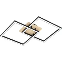 Eglo Zigbee Plafondlamp Lomaltas Z Zwart Met Houtlook Vierkant