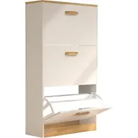 VCM Houten plank Kipper schoenenrek Schoenenkast Schoenenkipper 3 kleppen Halom M