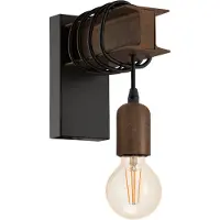 Eglo Townshend 4 Wandlamp - E27 - 19 cm - Zwart/Bruin