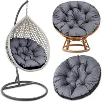 Amazinggirl Hangstoel Kussen 110 cm – Papasan Kussen & Eivormige stoel rond – groot zitkussen waterafstotend voor Tuin Terras Veranda Binnen Buiten Rotan en Woonkamer Grafiet Schaduw B