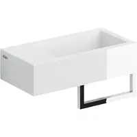 Clou Flush 3 fontein 36cm voorbewerkt kraangat links met handdoekhouder mineral marmer wit