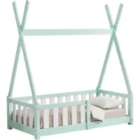 En.casa Kinderbed Tipi grenen met uitvalbeveiliging 70x140 cm mint