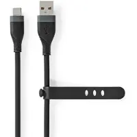 Ginza.se USB-Kabel | USB 2.0 | USB-A Male | USB-C Male | 15 W | 480 Mbps | Vernikkeld | 1.50 m | Rond | Silicone | Zwart | Doos - CCGB60800BK15