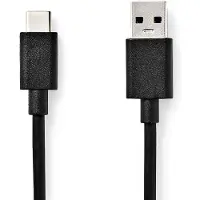 Nedis USB-Kabel | USB 3.2 Gen 1 | USB-A Male | USB-C Male | 60 W | 5 Gbps | Vernikkeld | 1.00 m | Rond | PVC | Zwart | Doos - CCGW61600BK10