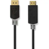 Nedis Displayport kabel DisplayPort-stekker | HDMI-stekker | 4K@30Hz | Verguld | 1,00 m | Rond | PVC | Antraciet | Doosje