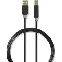 Nedis USB naar USB-B kabel - USB2.0 - tot 2A / zwart - 3 meter