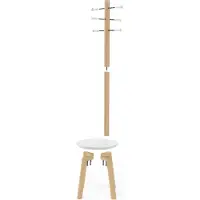 Umbra Pillar Kapstok met Kruk - Wit/Naturel Bruin, Wit