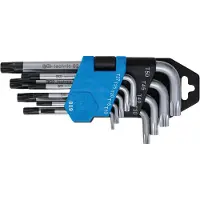 Bgs Hoeksleutelset kort T-profiel (voor Torx) met boring T10 - T50 9 stuks. (T-profiel)