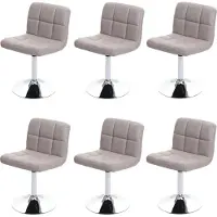 MCW Set van 6 eetkamerstoelen Bureaustoel Stoel Kavala kunstleer chroom ~ taupe-grijs