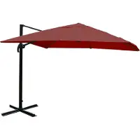 Mendler Zweefparasol -A96, horecaparasol, 3x3m (Ø4,24m) polyester/aluminium 23kg ~ bordeaux zonder voet, draaibaar