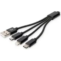 Digitus Mobiele telefoon, Apple iPad/iPhone/iPod, Laptop Laadkabel [1x USB-A - 3x USB] 0.15 m