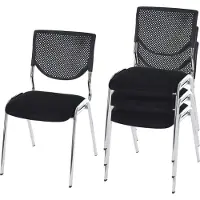 MCW Set van 4 bezoekersstoelen T401, stapelbare conferentiestoel, stof/textiel ~ zitting zwart, poten chroom