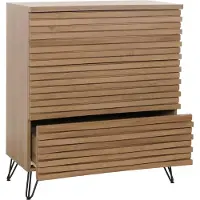 MCW Ladekast -M49, dressoir kast highboard, 3D design 3 laden, 94x80x45cm ~ natuur