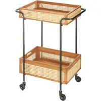 En.casa Servicewagen 'Tervola' met 2 manden, bambus en metaal, afmetingen 81 x 61 x 39 cm, met een rattenlook