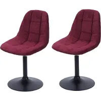 Mendler Set van 2 eetkamerstoelen -A60, keukenstoel, draaistoel, staal MVG stof/textiel chenille (465 g/m²) ~ bordeauxrood