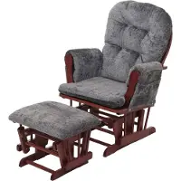 MCW Relaxfauteuil -C76, schommelstoel met hocker stof chenille (465g/m²) Oeko-Tex ~ donkergrijs, donker frame