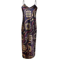 DKaren Hoogwardige satijn slipdress met gouden patroon M