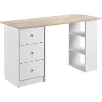 En.casa Bureau Lemberg met 3 lades 120x49x72 cm wit en eiken