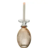J-Line Kandelaar/vaas malik rond glas taupe/transparant