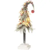 J-Line Kerstboom muts+led kunststof sneeuw groen/rood medium