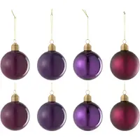 J-Line Doos van 8 kerstbal 2+2+2+2 glas mat/blinkend mauve