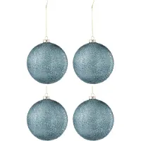 J-Line Doos van 4 kerstbal parels glas blauw large