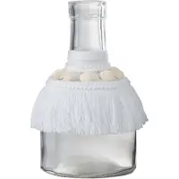 J-Line Vaasje schelpen glas textiel wit medium