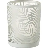J-Line Windlicht bladeren glas wit medium
