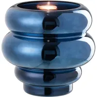 J-Line Theelichthouder/vaas cléa glas blauw