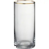 Jline Drinkglas rand cilinder hoog glas transparant/goud