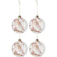 J-Line Doos van 4 kerstballen gedroogde bloemen roest glas transparant large