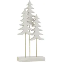 J-Line Kerstbomen op voet 3 stuks hout wit/goud large