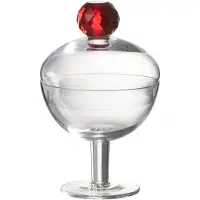 Jline Voorraadpot diamant kristal transparant/rood glas small
