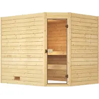 Weka massiefhouten sauna VALIDA, hoekmodel, 3 GT. BioS, afmetingen: 7,5 x B x T x H = 239 x 189 x 204