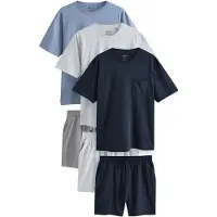 Next Pyjama kort nachtblauw / opaal / donkergrijs / grijs gemêleerd