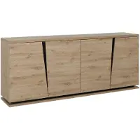 Gami Buffet 4 deuren eiken en zwart decor l221 cm crack