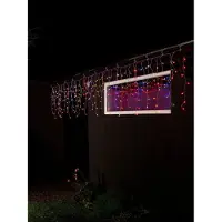 Konstsmide - LED-lichtgordijn "Eisregen", met gekleurde bolletjes, 200 gekleurde LED's, 24V transformator voor buitengebruik, transparante kabel; artikelnummer: 3672-503