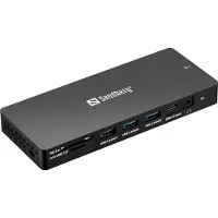 Sandberg - 136-61 - laptop dock & poortreplicator - Bedraad USB 3.2 Gen 1 (3.1 Gen 1) - Type-C - Grijs