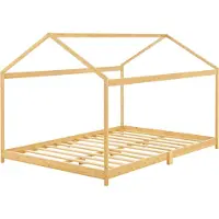 En.casa Kinderbed Vindafjord huisbed bamboe houtkleurig 120x1200 cm