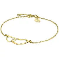 Zinzi Gold 14 karaat gouden jasseron armband open harten 18-20cm ZGA114