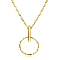 Zinzi Gold 14 krt gouden hanger 18mm met open ronde vorm en trendy staafje als hangoog ZGH404 (zonder collier)