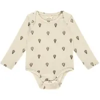 A Tiny Story romper met all over print ecru/bruin Jongens Stretchkatoen Ronde hals - maat 68