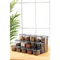 Hermia Concept , BNMPEGYAS15-51217, voorraadbakken, set opbergboxen (15-delig), antraciet, plastic, 10 x 10 x 9,5 cm