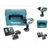 Makita Boormachine + slagboor, DTW 1002 RTJ Accu-slagmoersleutel 1/2" 18V 1000Nm Borstelloos + 2x Accu 5,0Ah + Lader + Mak (Oplaadbare batterij)