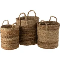J-Line Set of 3 baskets lucie raffia natural