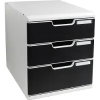 Exacompta Ladesysteem PS (Polystyreen) Lichtgrijs, zwart 3 Lades 28,8 x 35 x 32 cm