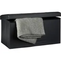 Relaxdays Opvouwbare bank + opslag - Zitbank kunstleer - Bankje wit zwart bruin 76x38x38 zwart