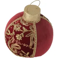 J-Line Bal decoratief patroon polyfoam/textiel rood/goud medium